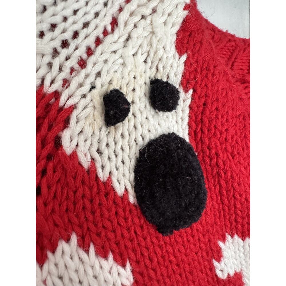 VTG Michael Simon Girls Sz 6/6X Reindeer Cardigan Red White Christmas READ - Picture 5 of 11